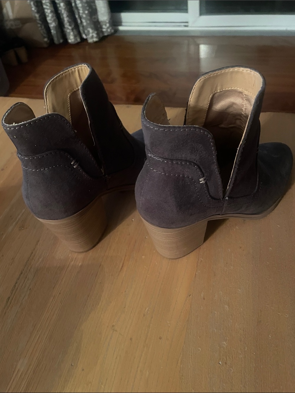 Express Dark Gray Suede Cutout Ankle Booties